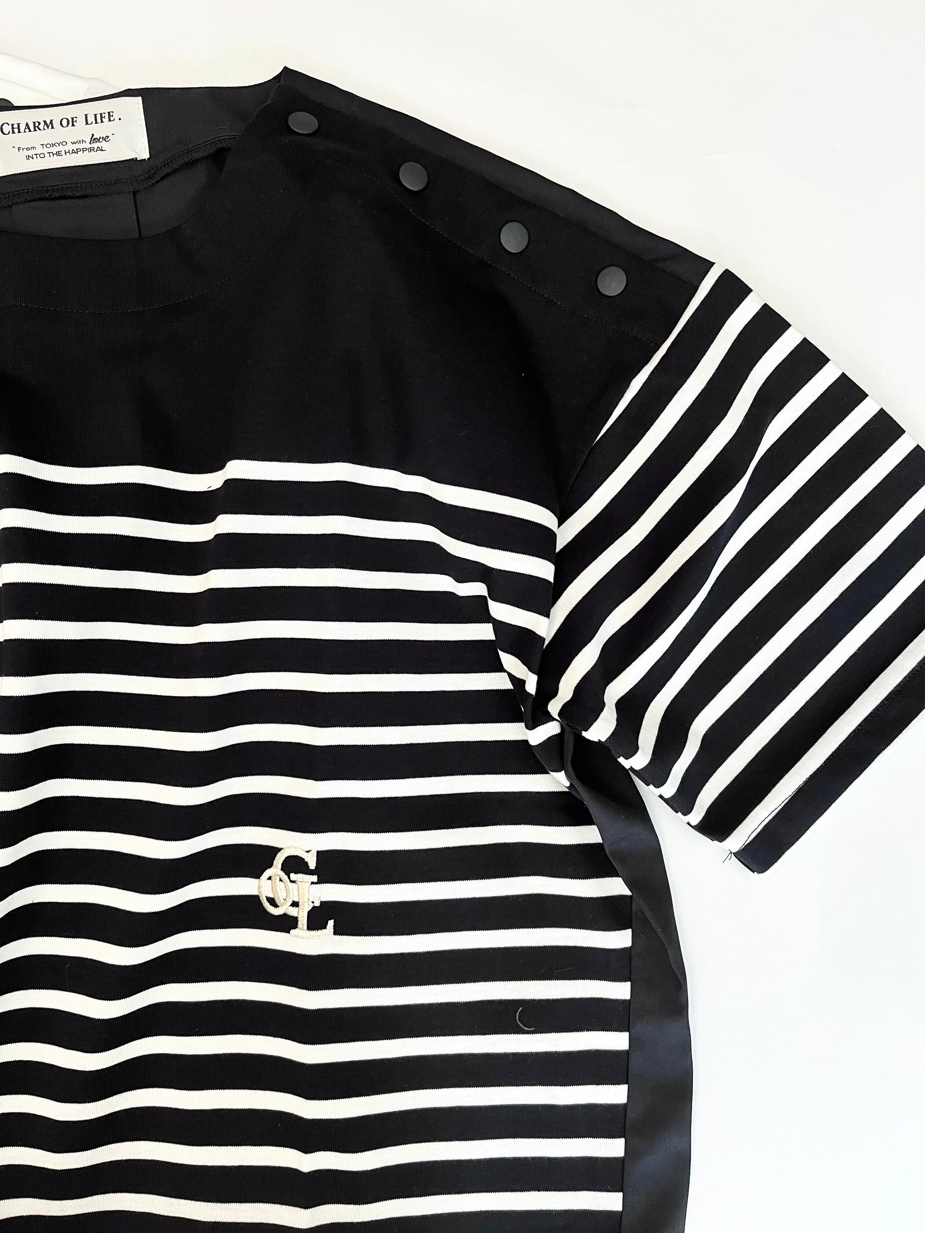 【日本製】パネルボーダー刺繍Tee