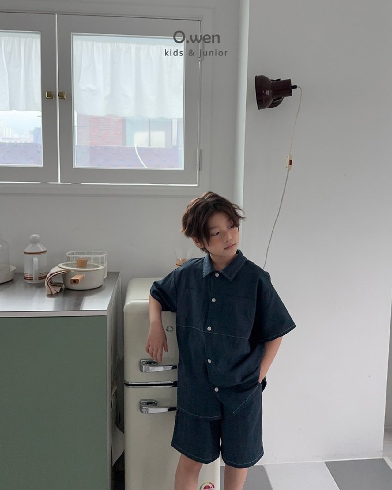 [O.wen] Stitch linen shirt set (JS/JM/JL/JXL) / [오웬] 스티치린넨셔츠세트 (JS/JM/JL/JXL)