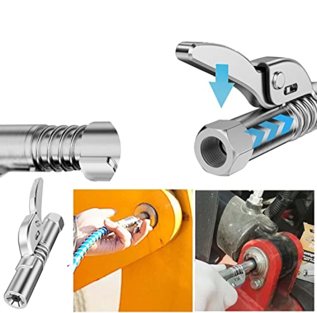 KEWAYO グリースガンカプラー 高圧グリースノズル グリースガンカプラー シングルハンドルロックカプラー 手動高圧グリースノズル 1/8インチ 注油工具