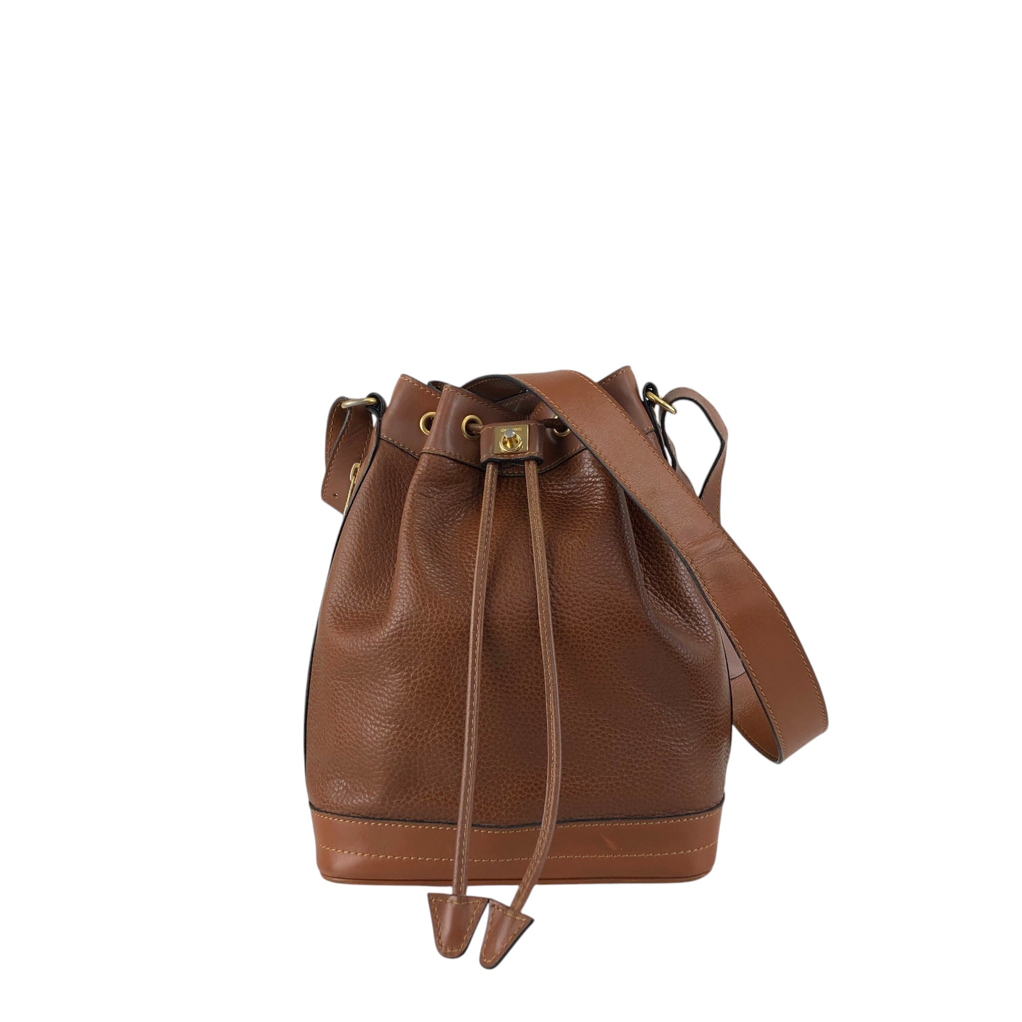 CELINE セリーヌ ショルダーバッグ ブラウン ガンチーニ レザー 巾着