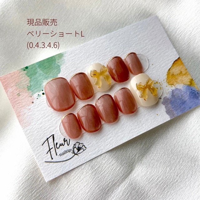 完成品 即日発送 ネイルチップ ぷっくりリボン 上品ピンク 大人可愛い #ncs001