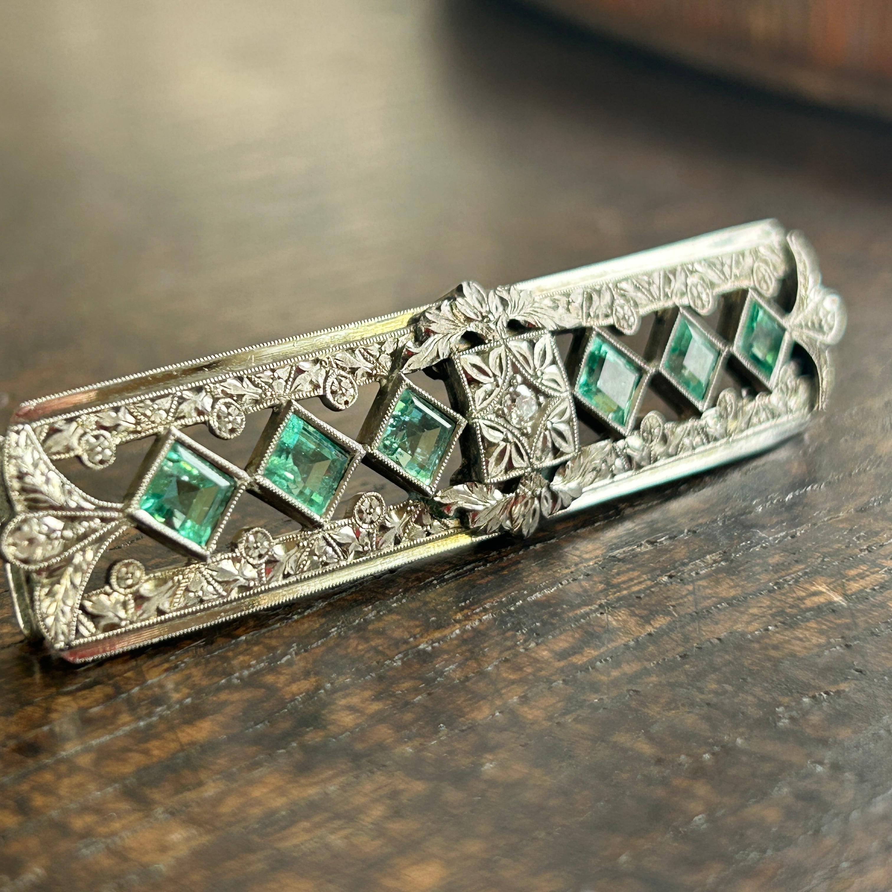 アンティーク SPNに天然エメラルド.ダイヤの帯留め | bonbidou22