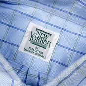 NEWYORKER ニューヨーカー チェック BD ボタンダウン 半袖シャツ M/水色 メンズ