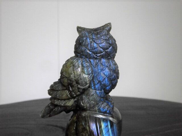 福を呼ぶ【送料無料】【高品質】ラブラドライトふくろう　no.2