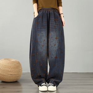 JACQUARD ELASTIC WAIST WIDE LEG LONG PANTS M-18564