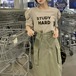 パフスリーブレタリングプリントTシャツ ・78100