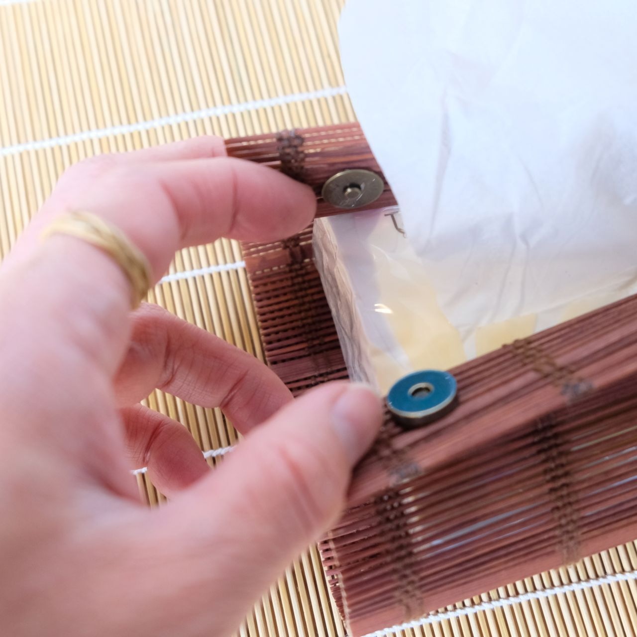 【すだれティッシュケース】 格子 BR