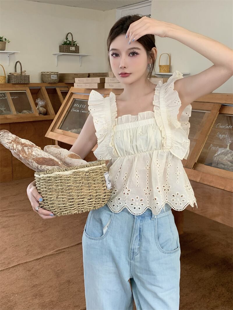 エプロン風 フリル ノースリーブ フレア ブラウス トップス レディースファッション Choice 31 レディースファッション通販