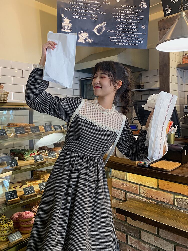 秋 冬 レディース ワンピース ロングワンピース 格子縞 チェック