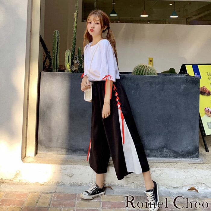 RomelCheo 編み込みガウチョパンツ ワイドパンツ Aライン レディース ... 【新品】ローラメーム ガウチョパンツ M ♪