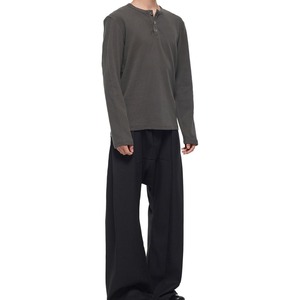 ワッフルヘンリーネックロングTシャツ　1179