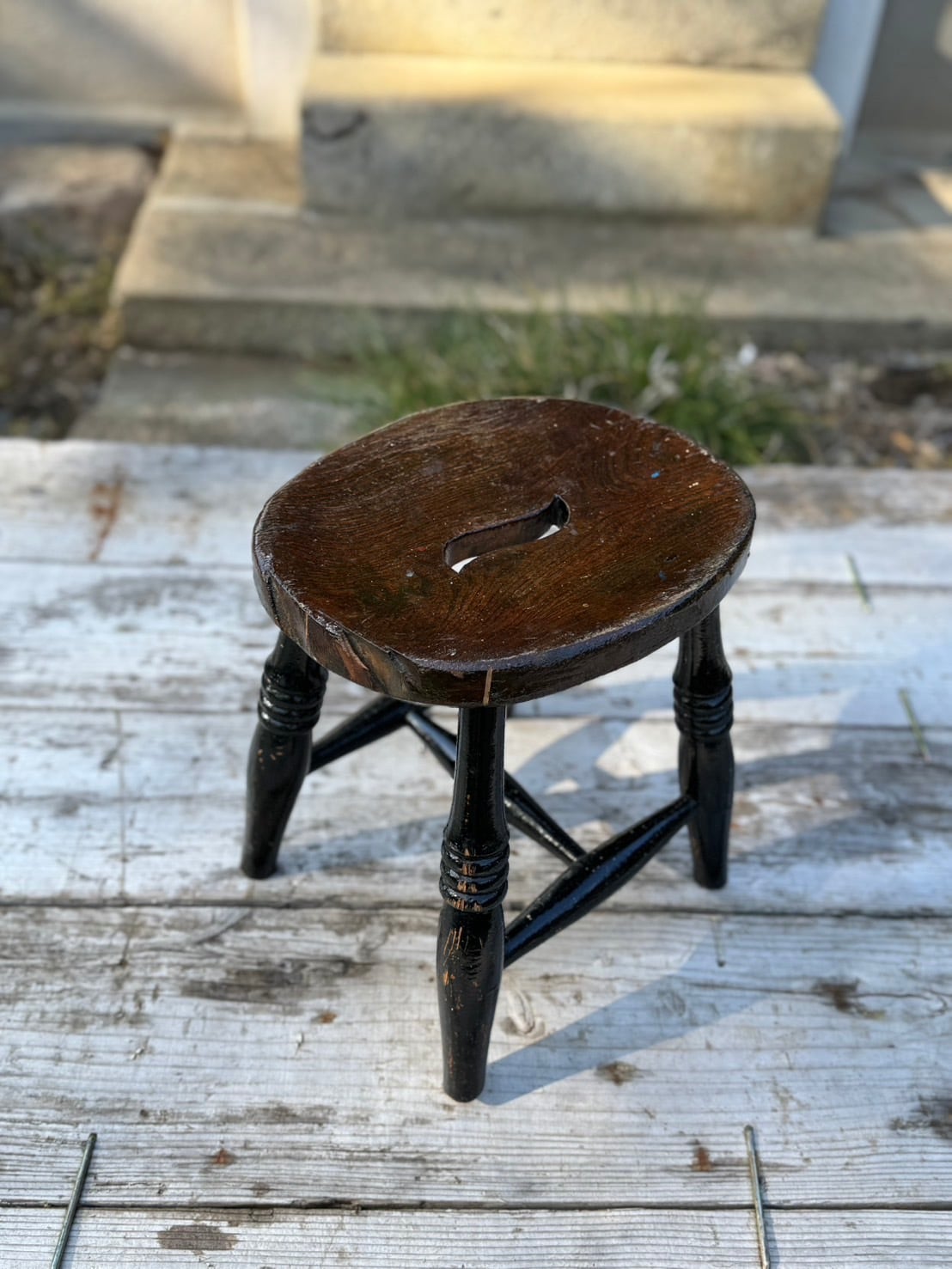 Stool England＜スツール・エルム材・イギリスアンティーク・古道具
