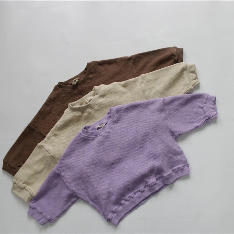 【即納】ワッフルロングTシャツ|海外子供服|韓国子供服