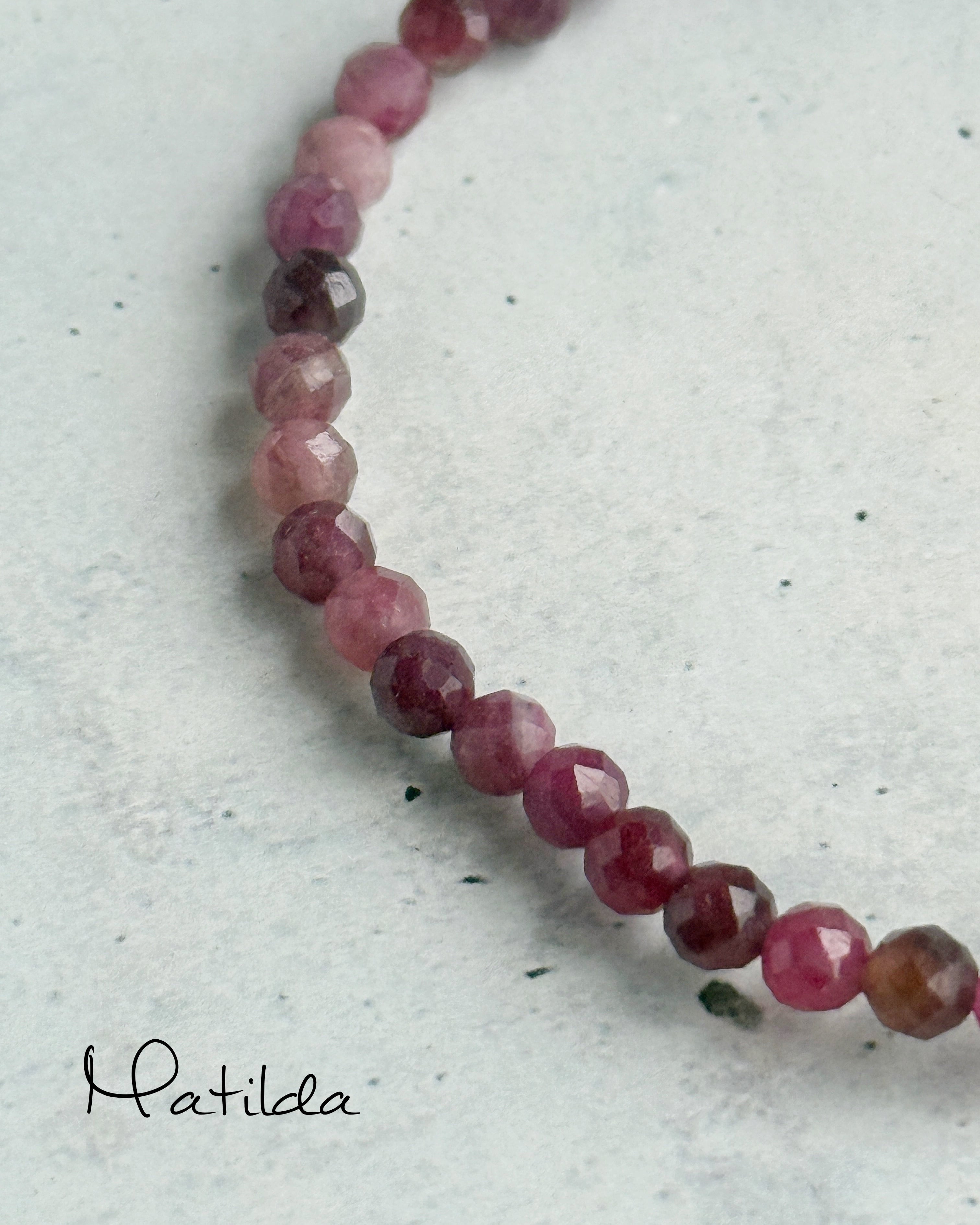 【再販】Tube & stone bracelet(ピンクトルマリン)