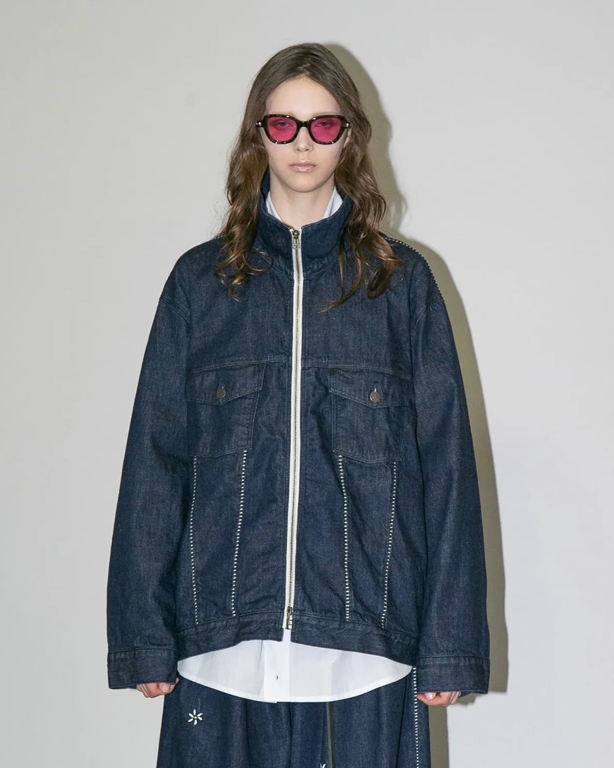 my beautiful landlet 12.5oz DENIM ZIP JACKET - One Wash BLUE-OW | nua