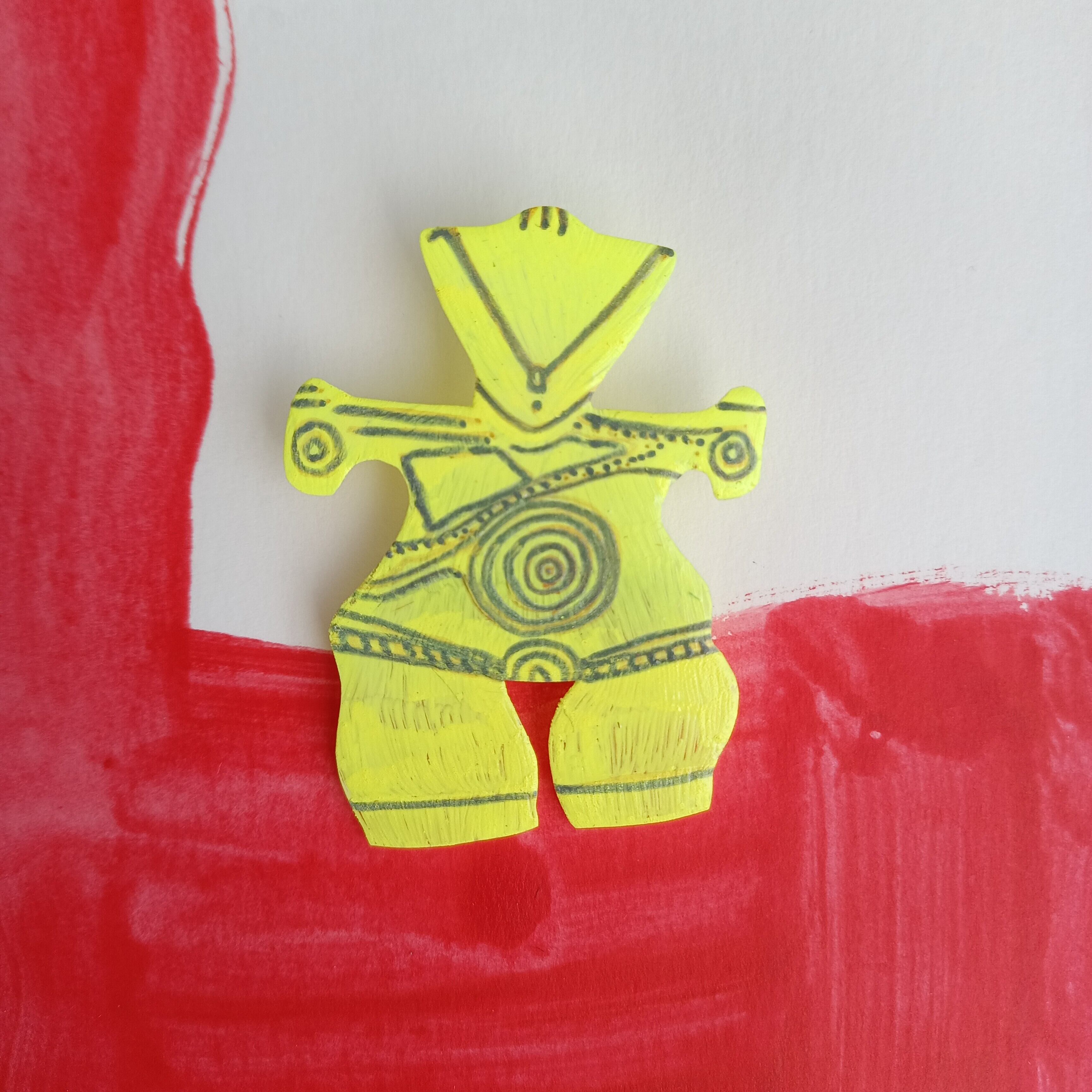 ヘンテコ ブローチ 「土偶」 手描き 一点もの