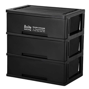 【特価処分】ベストコ 収納 チェスト 3段 リビング ワイド ブラック MA-4044 Boite