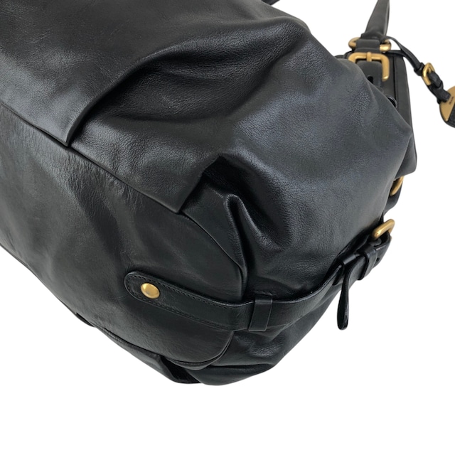 PRADA プラダ ショルダーバッグ ブラック ロゴ レザー ホーボーバッグ vintage ヴィンテージ オールド k2n6cf