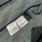 Leilian レリアン ノーカラー デニム ジャケット サイズ 9 /ベロアくるみボタン/インディゴ/レディース