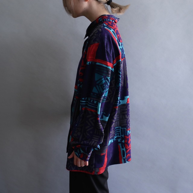 poison color art pattern loose shirt