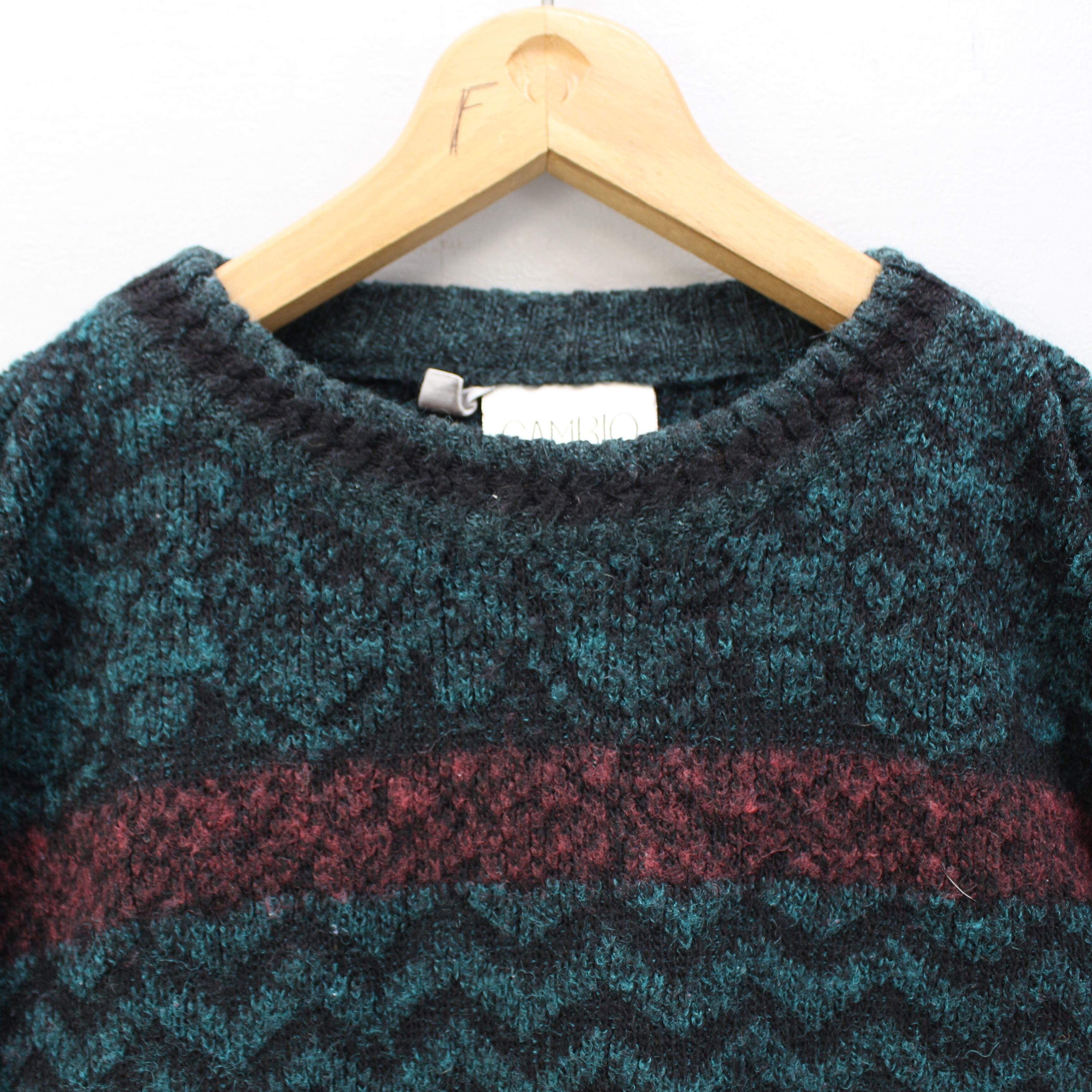 EU VINTAGE CAMBIO WAVE DESIGN KNIT/ヨーロッパ古着ウェーブデザイン