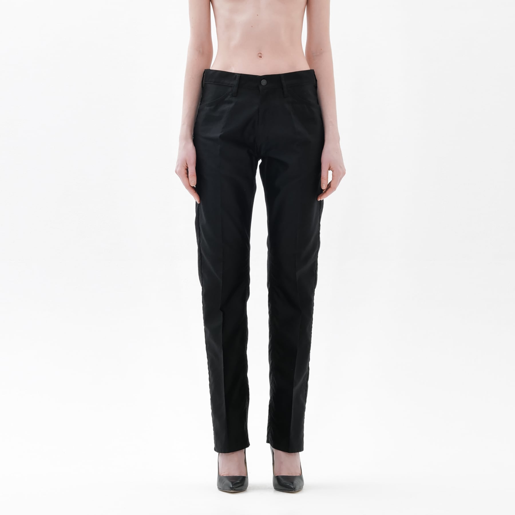 Black Moleskin Cotton Tailored Trousers | DRESSEDUNDRESSED