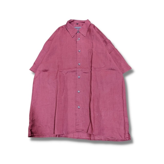 ANDREWS＆ANDREWS　古着　シャツ　ワインレッド　リネン　BS54