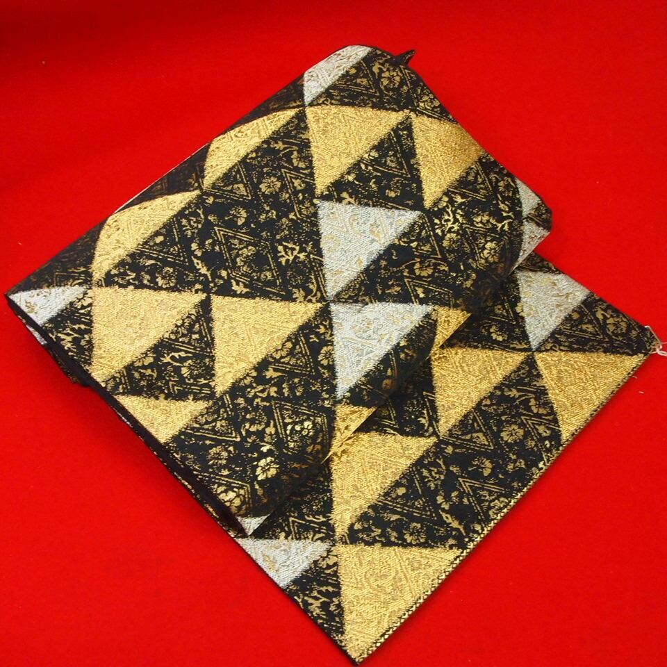 袋帯】黒色に金と銀の鱗模様の帯 | ひふみ屋