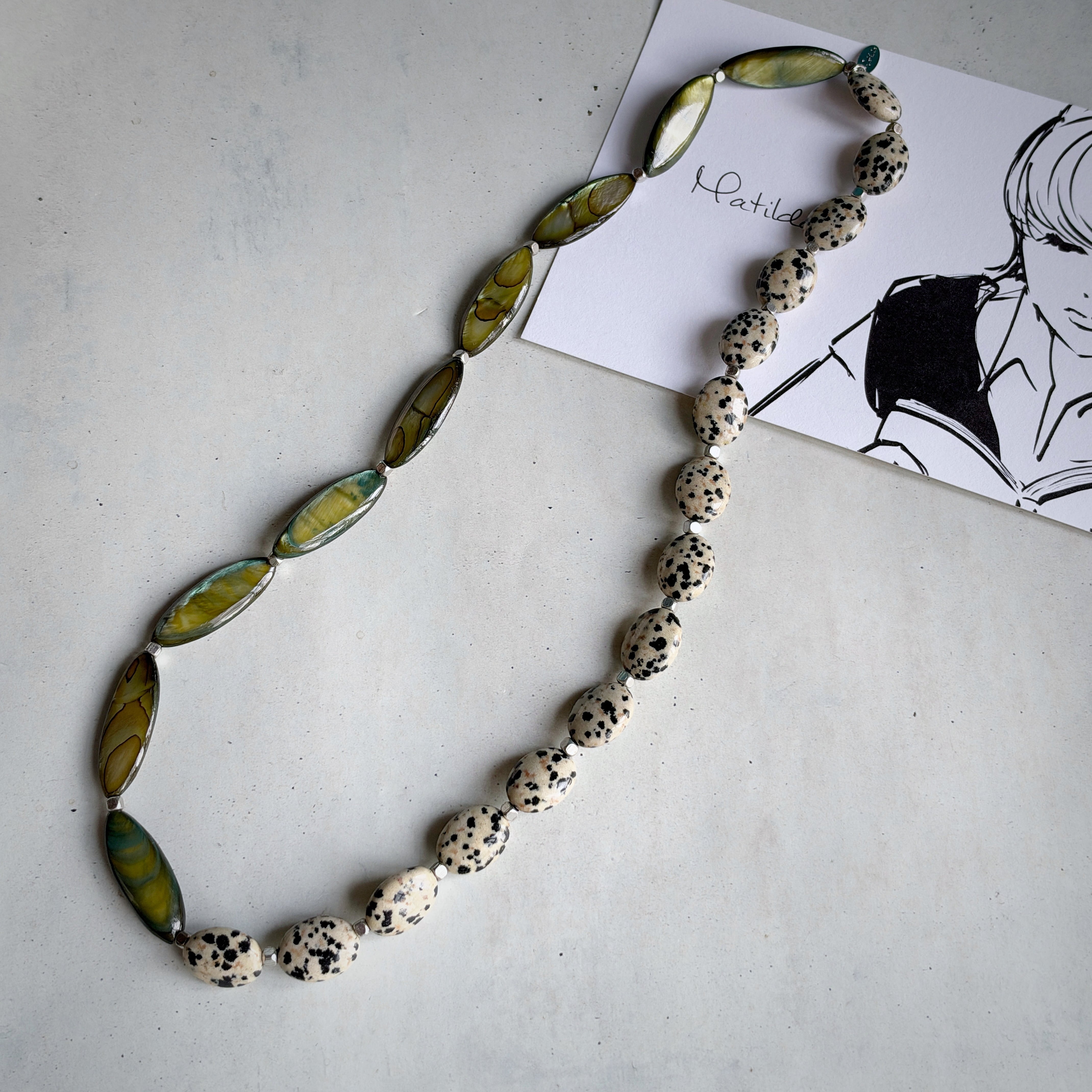 2way bracelet(ダルメシアンジャスパー×シェル)