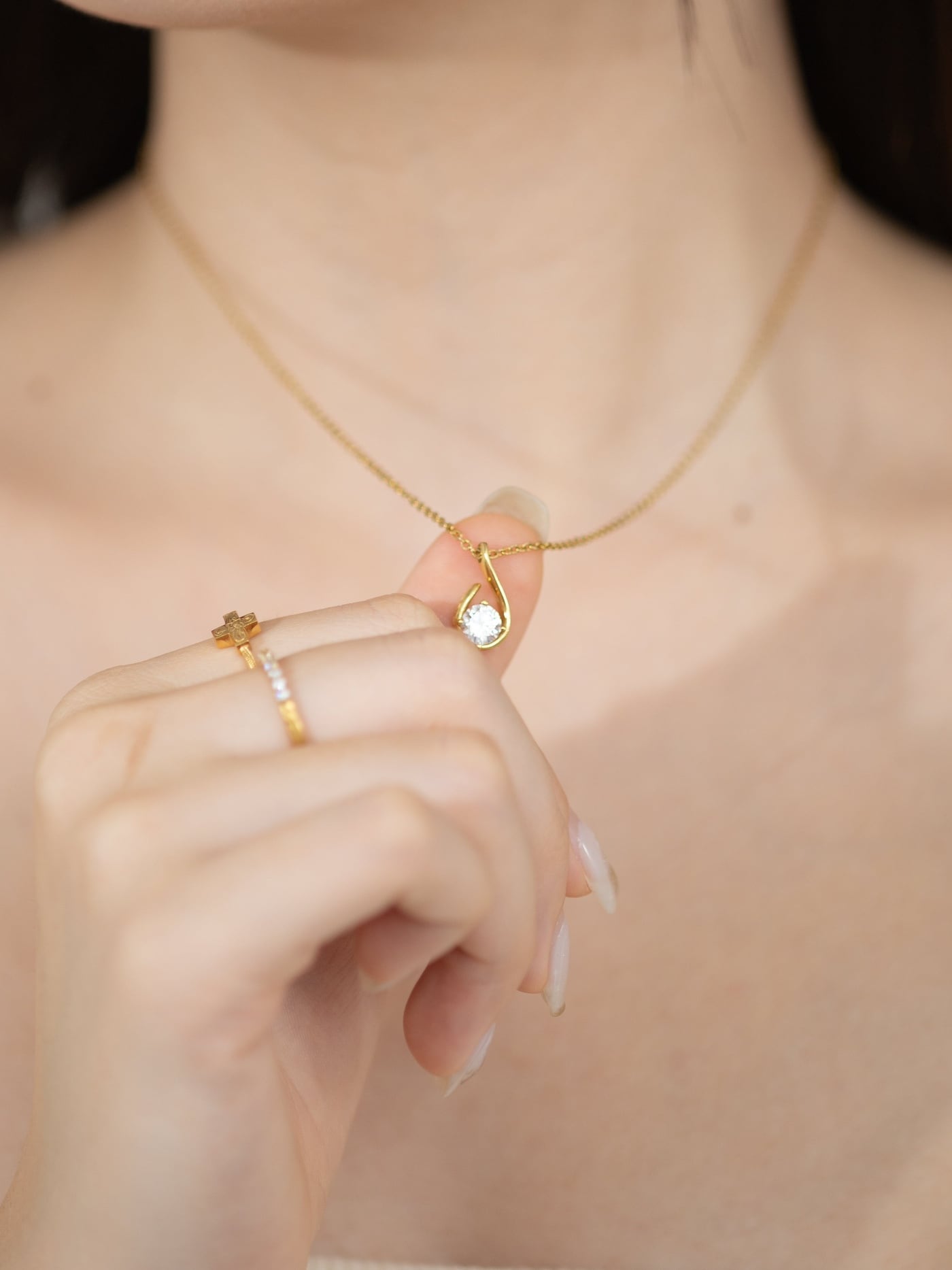 316L hawaiian zirconia drop necklace #n68 | rani