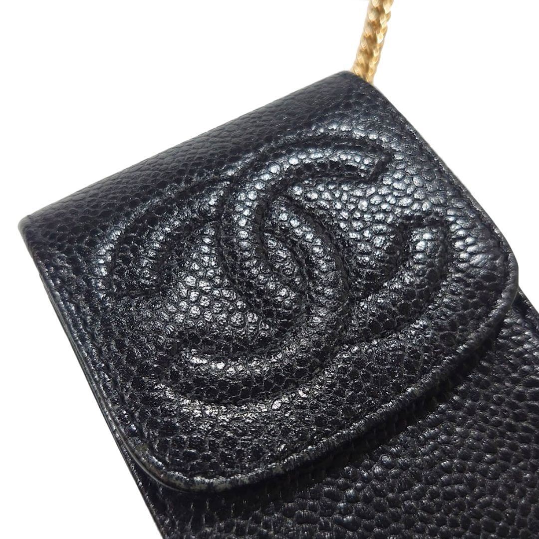 CHANEL シャネル キーケース ミニポーチ ココマーク 黒 キャビアスキン 