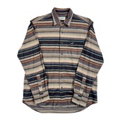 Crocodile クロコダイル ヘリンボーン ボーダー 長袖 ネルシャツ サイズ M /マルチカラー メンズ