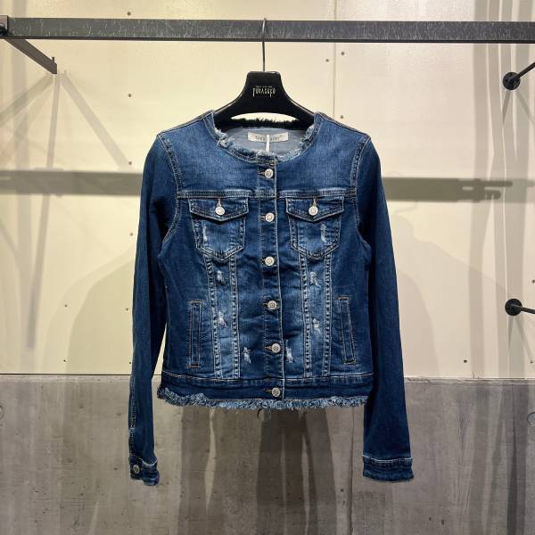 ノーカラー ストレッチデニムジャケット Gジャン 驚くほど伸びる美