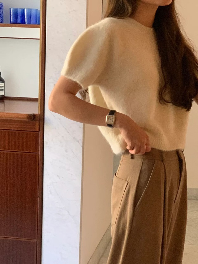 (OUNCE) cloud half knit / 2color