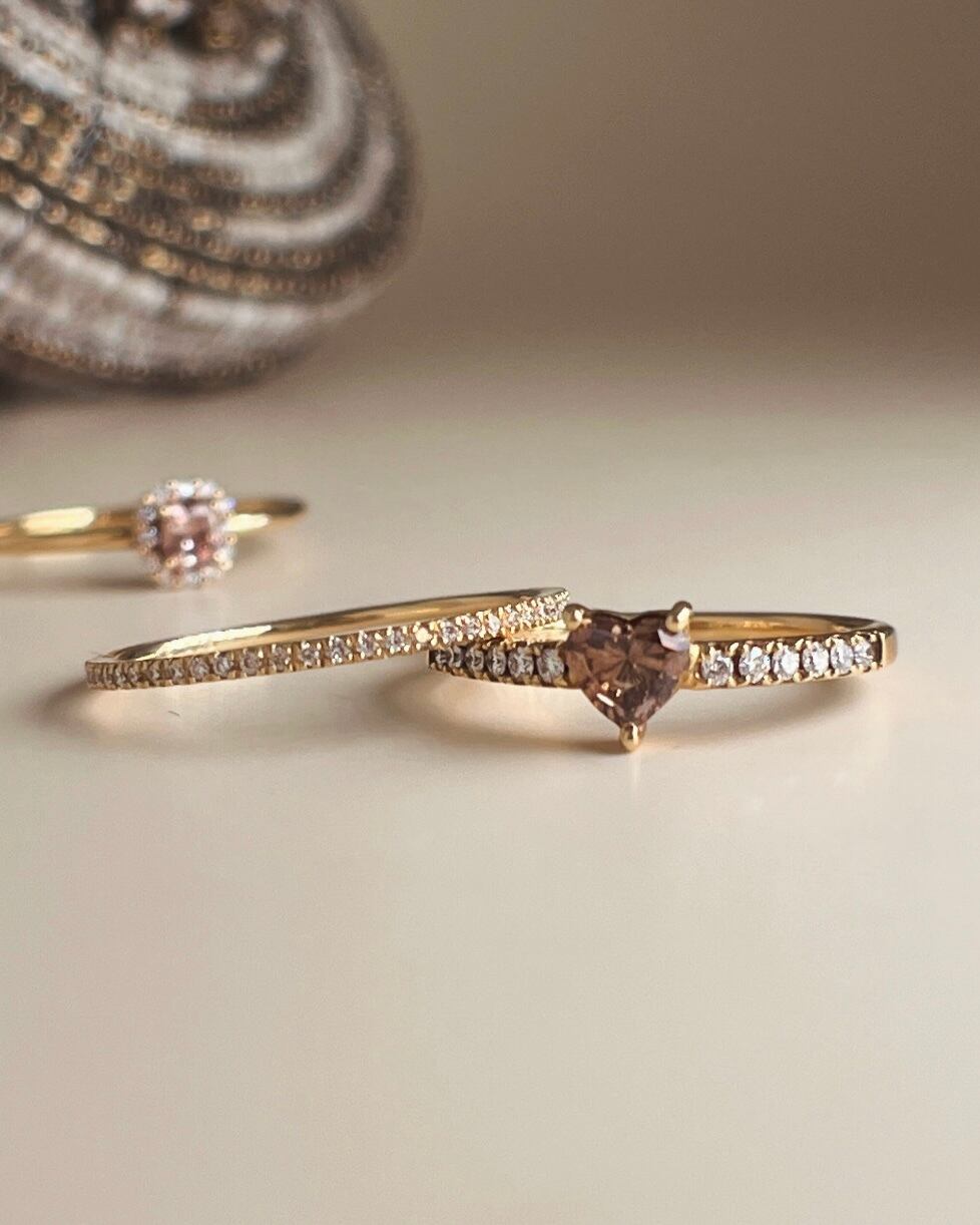 ハートシェイプカット ブラウンダイヤモンド リング 0.29ct K18  
