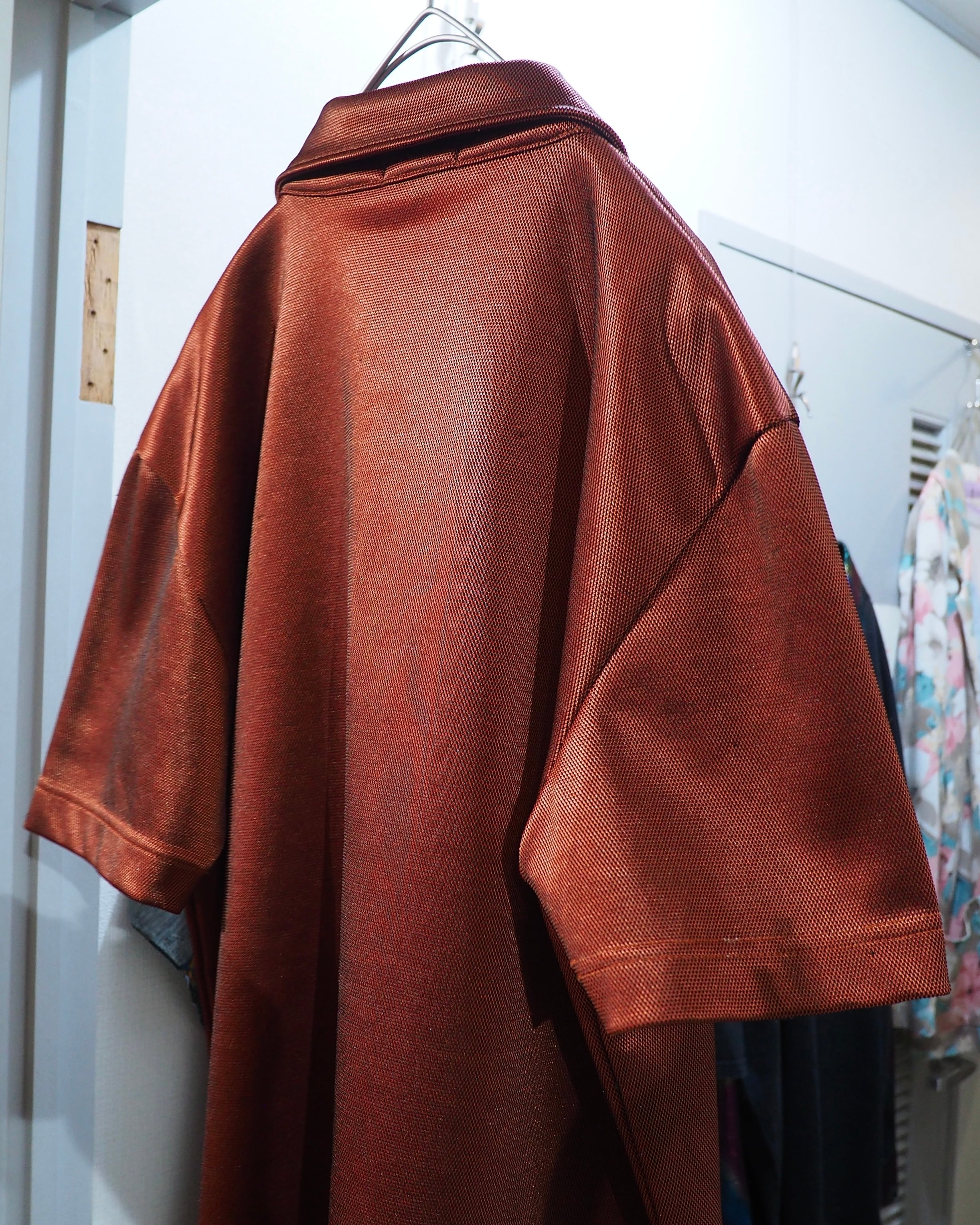 1990s " Paul Smith " Glossy Blood Orange color vintage Half zip SS Polo shirt