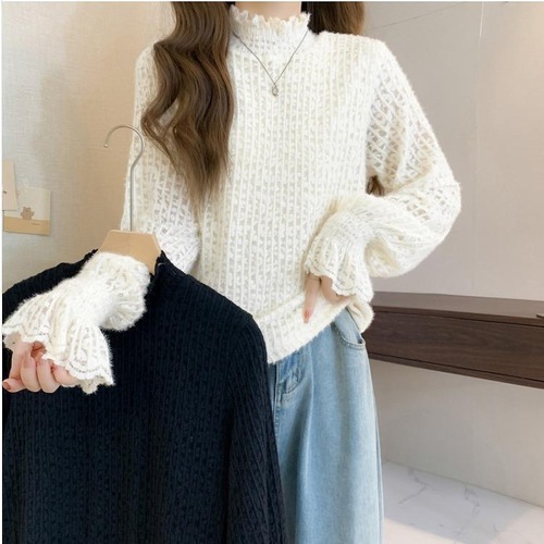 大きいサイズ レディース ニット　トップス　ハイネック　春 秋冬 新品 長袖