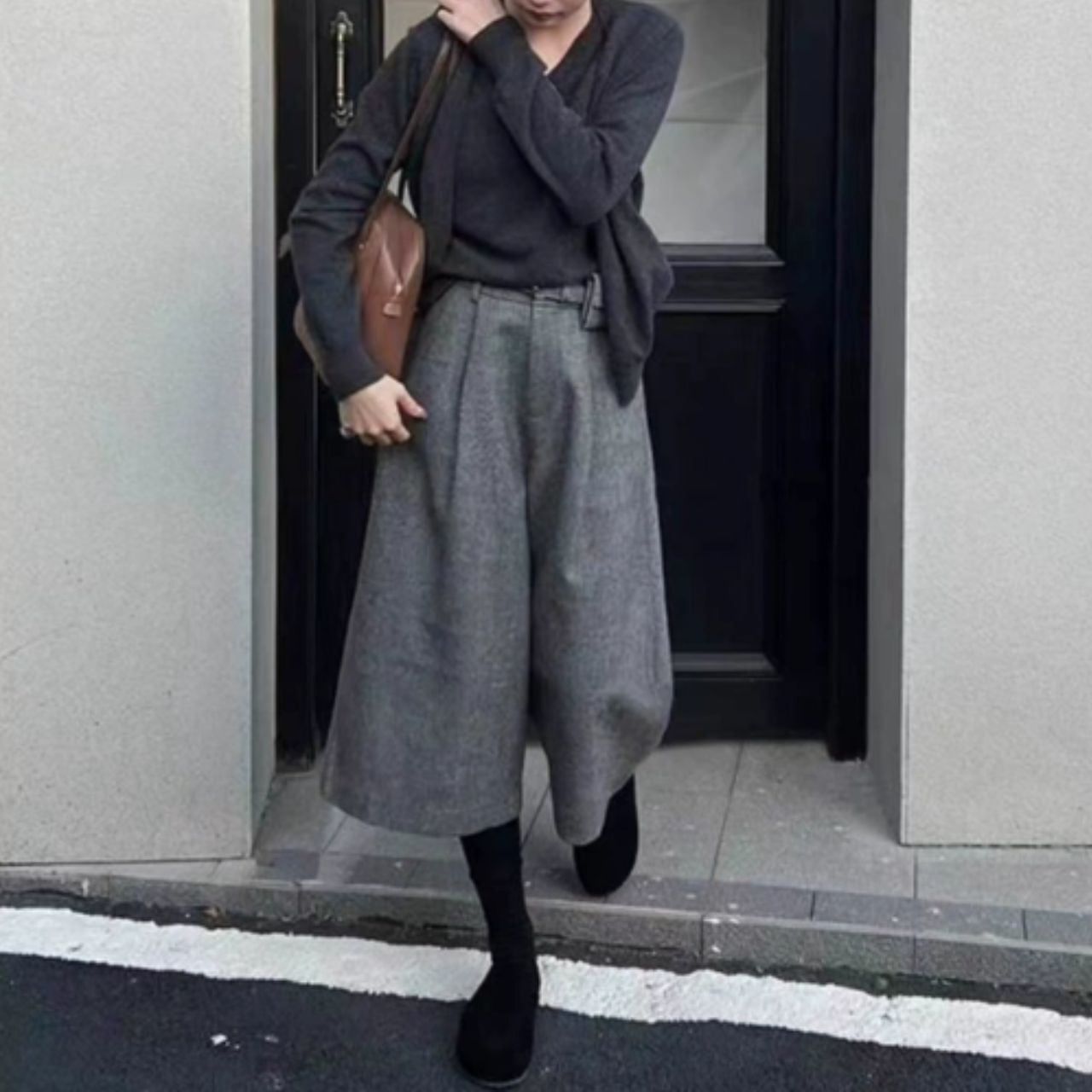 あったかウールライク ワイドパンツ Ln00405