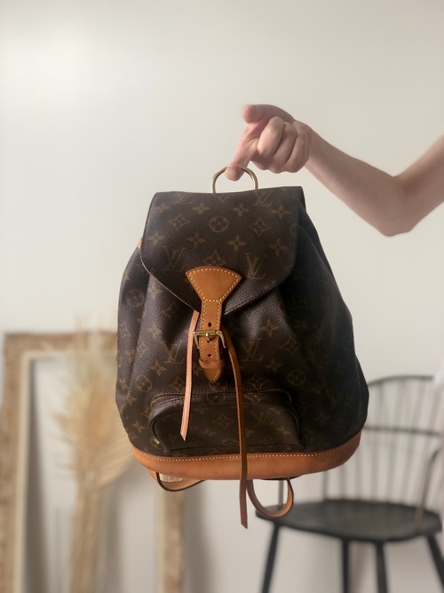 LOUIS VUITTON ルイヴィトン モノグラム バックパック ブラウン PVCレザー モンスリ MM リュック vintage ヴィンテージ オールド xpa6y7