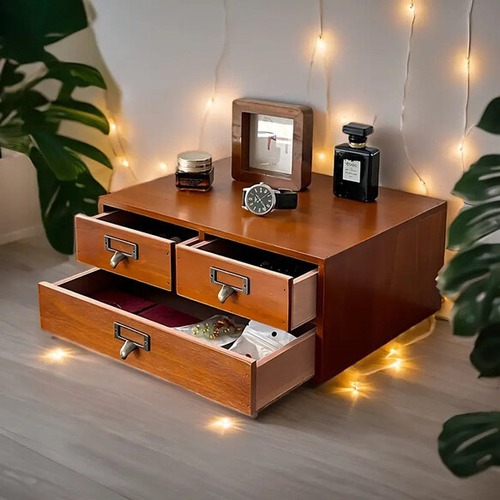 小物収納棚 木製 ３グリット ドレッサー収納 化粧品収納 文具収納 小物収納 ヴィンテージ 北欧 オシャレ