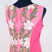 【美品 日本製 フラダンス衣装】ピンク ALOHA STANDARDS アロハスタンダード ワンピース ドレス 花柄 白 緑 ノースリーブ
