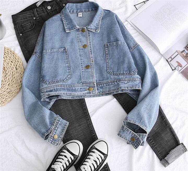 新作 春 カレッジ風 韓国 短いスタイル デニムジャケット ファッション ゆったりする コート
