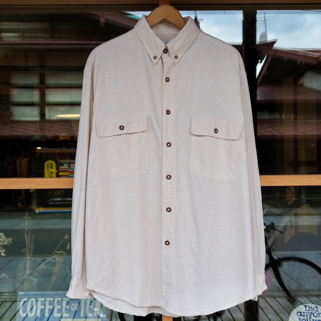 90's JAB 100%Silk Nep Yarn B.D Shirt M シルクシャツ