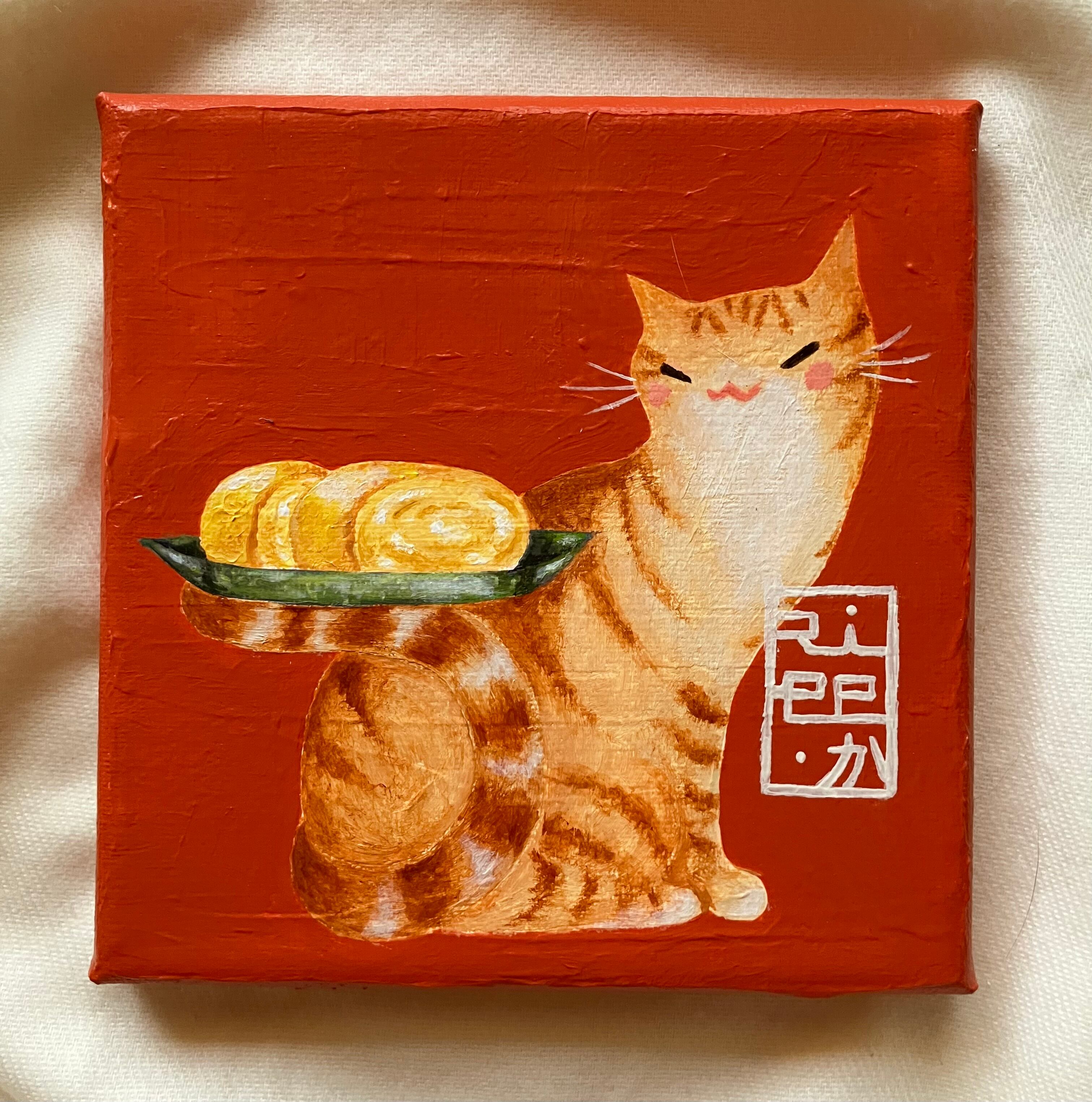 Suicat／原画 キャンバス 絵 絵画 アート イラスト 猫 白猫 | Riee .か
