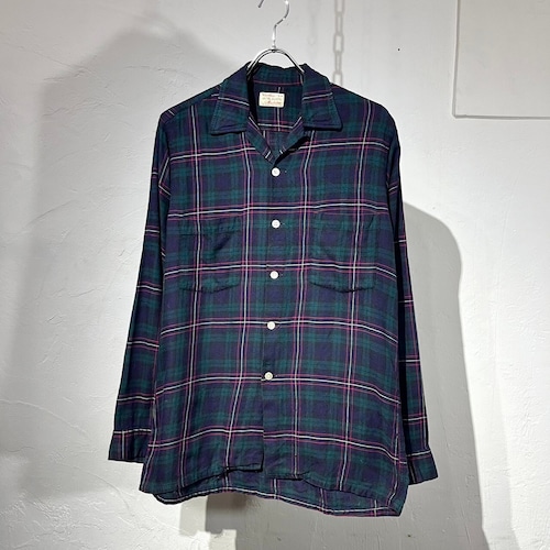 60s Viyella Wool×Cotton Open Collar Shirt