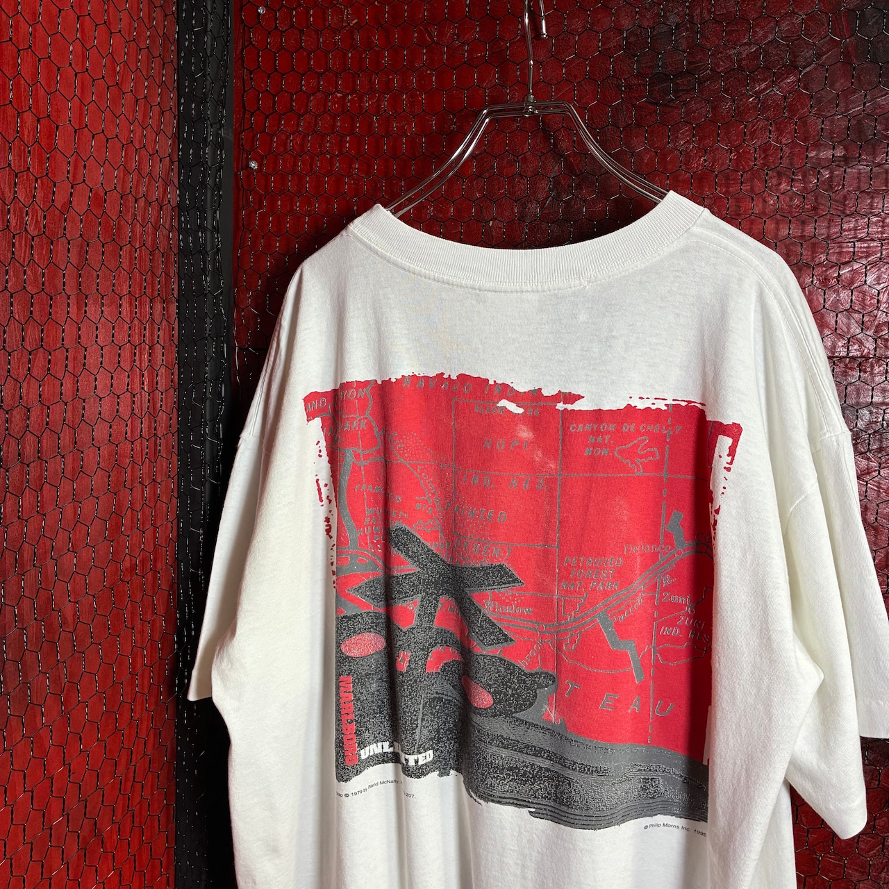 90s USA製 Marlboro ポケットTシャツ　白　バックプリント タバコTシャツ