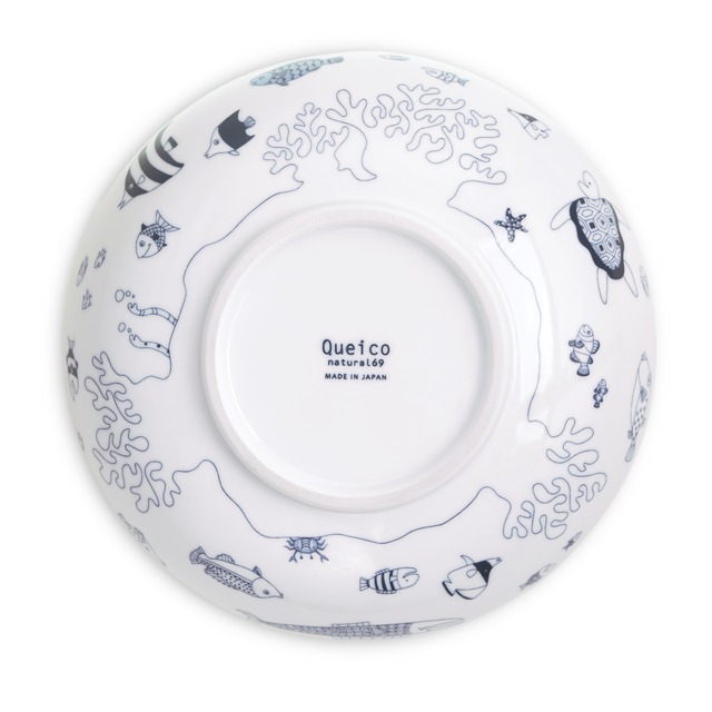 【natural69】【波佐見焼】【cocomarine】【盛鉢】【約23.5cm】 ココマリン 食器 北欧 角皿 スクウェア ジンベイザメ 魚柄 マンタ パスタカレー Hasami ware large bowl fish whale shark
