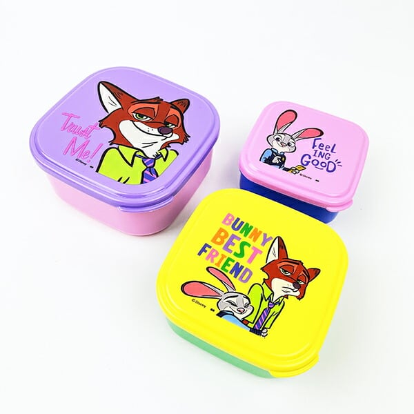稀少品・ALL英語) ディズニー　ランチボックス ディズニー ズートピア ランチボックス3Pセット 日本製 Disney