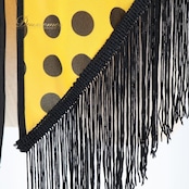 フラメンコ 衣装 シージョ ピキージョ 水玉 ドット フレコ フリンジ 黒 黄色 ポップ ダンス 発表会 ブラック系 イエロー系 main street カラフル 発表会用 衣装 ダンス衣装 大人用 おしゃれ ステージ 衣装 ショール コスチューム 水玉模様