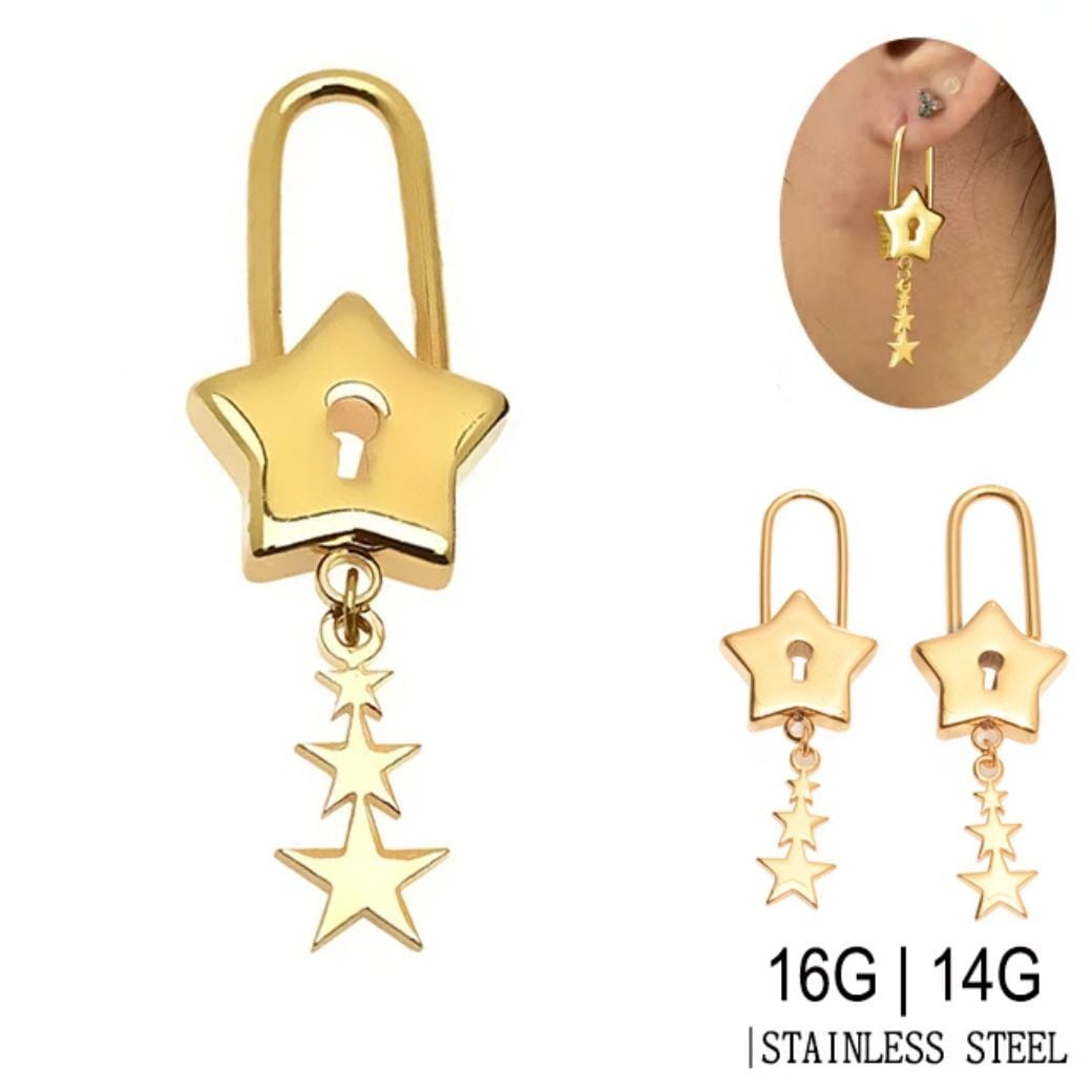 せかほし⌘ 鍵モチーフのゴールドピアス　ヴィンテージ ★ アクセサリー せかほし⌘ 鍵モチーフのゴールドピアスヴィンテージ